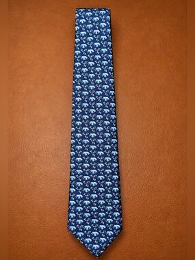 Vineyard Vines Navy Bulls & Dollar Sign Silk Tie Wall Street Finance Novelty